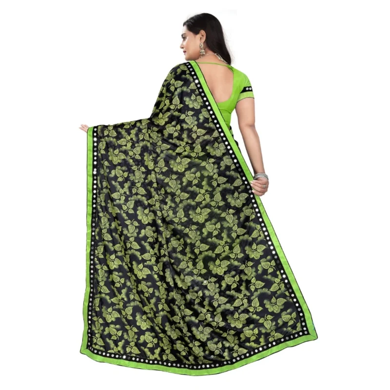 Generic Women's Lycra Blend Saree with Blouse (Pista, 5-6 Mtrs) - Image 2