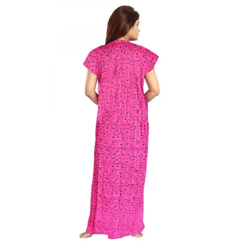 Generic Women's Cotton Printed Maxi Nighty (Pink) - Image 2