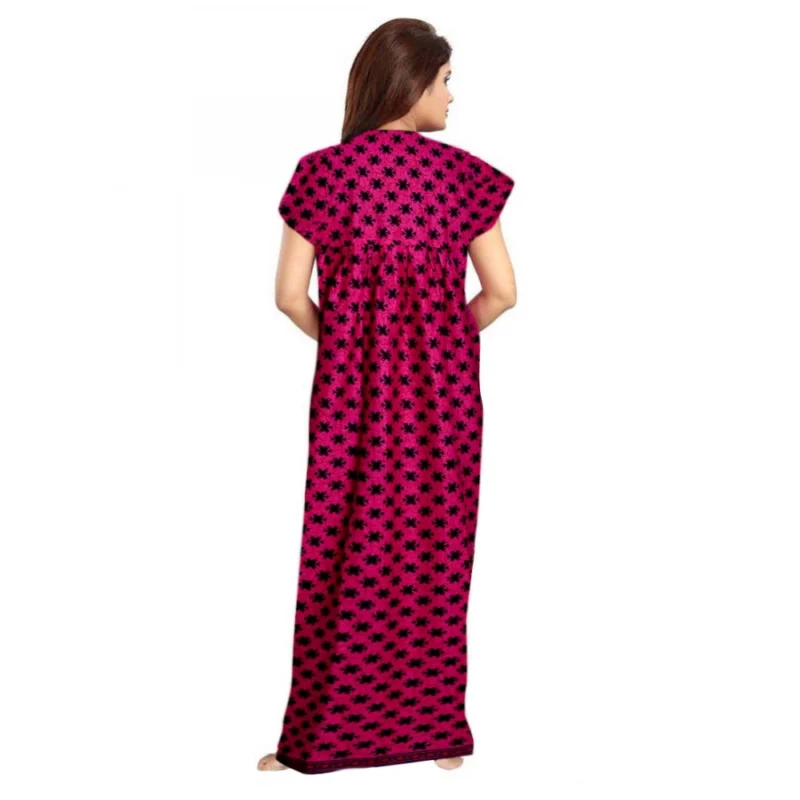 Generic Women's Cotton Printed Maxi Nighty (Pink) - Image 2