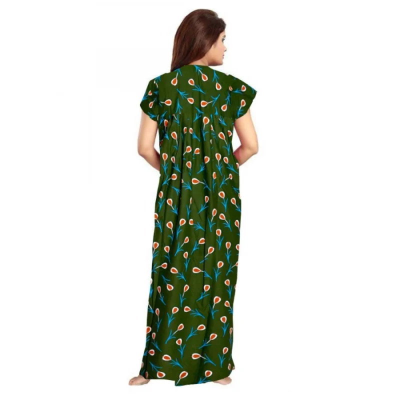 Generic Women's Cotton Printed Maxi Nighty (Green) - Image 2