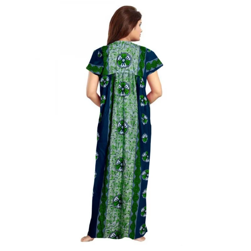 Generic Women's Cotton Printed Maxi Nighty (Green) - Image 2