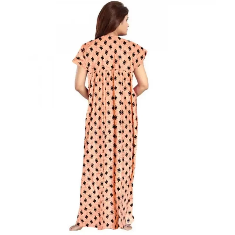 Generic Women's Cotton Printed Maxi Nighty (Peach) - Image 2