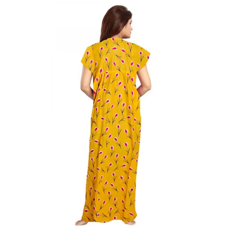 Generic Women's Cotton Printed Maxi Nighty (Yellow) - Image 2