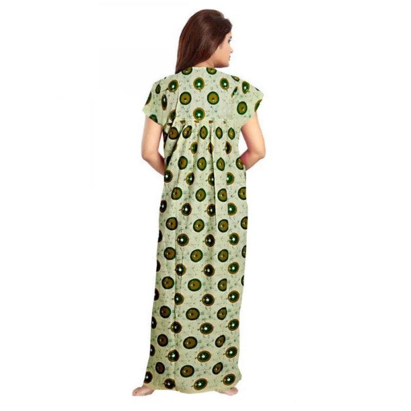 Generic Women's Cotton Printed Maxi Nighty (Green) - Image 2