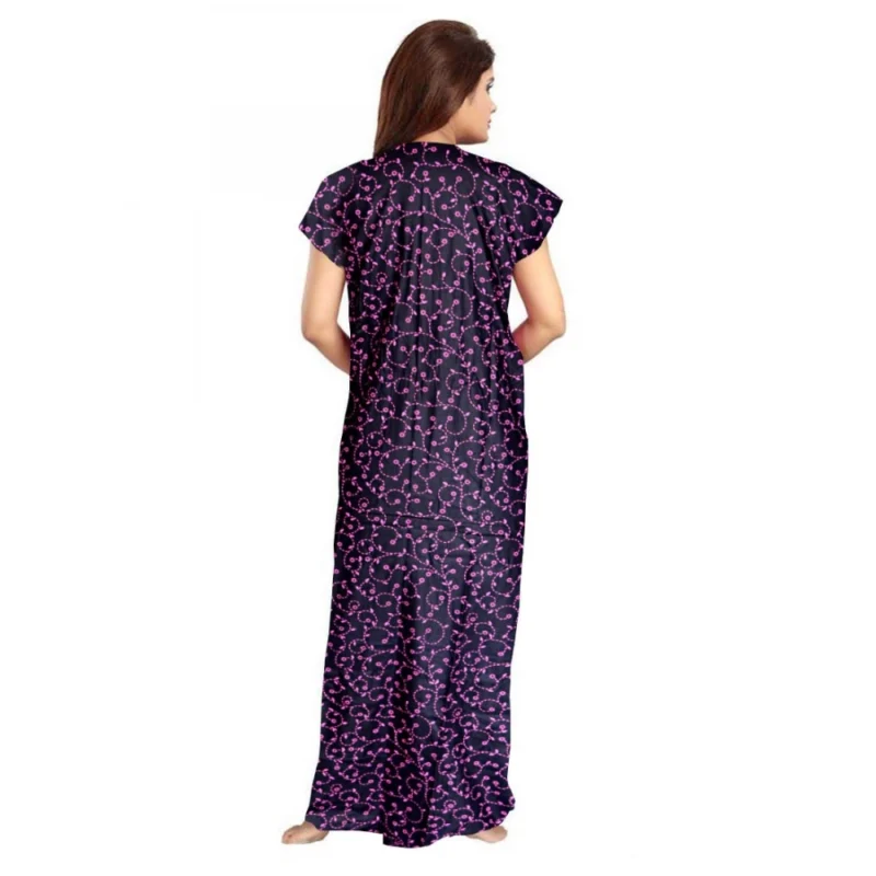 Generic Women's Cotton Printed Maxi Nighty (Purple) - Image 2