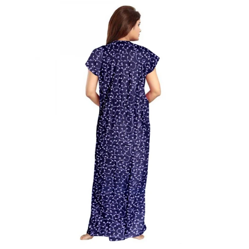 Generic Women's Cotton Printed Maxi Nighty (Blue) - Image 2