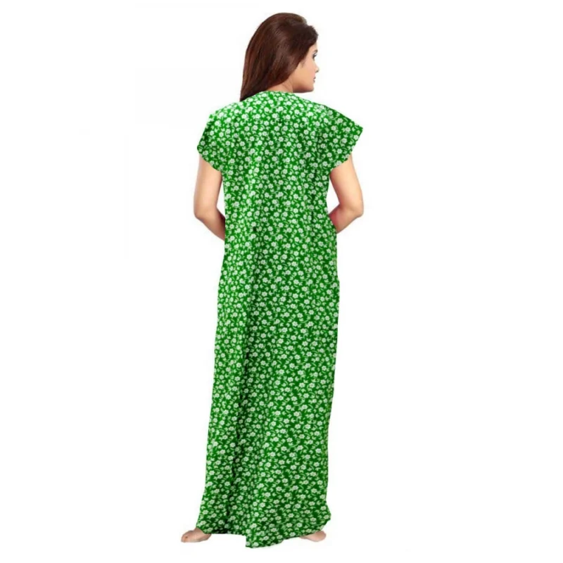 Generic Women's Cotton Printed Maxi Nighty (Green) - Image 2
