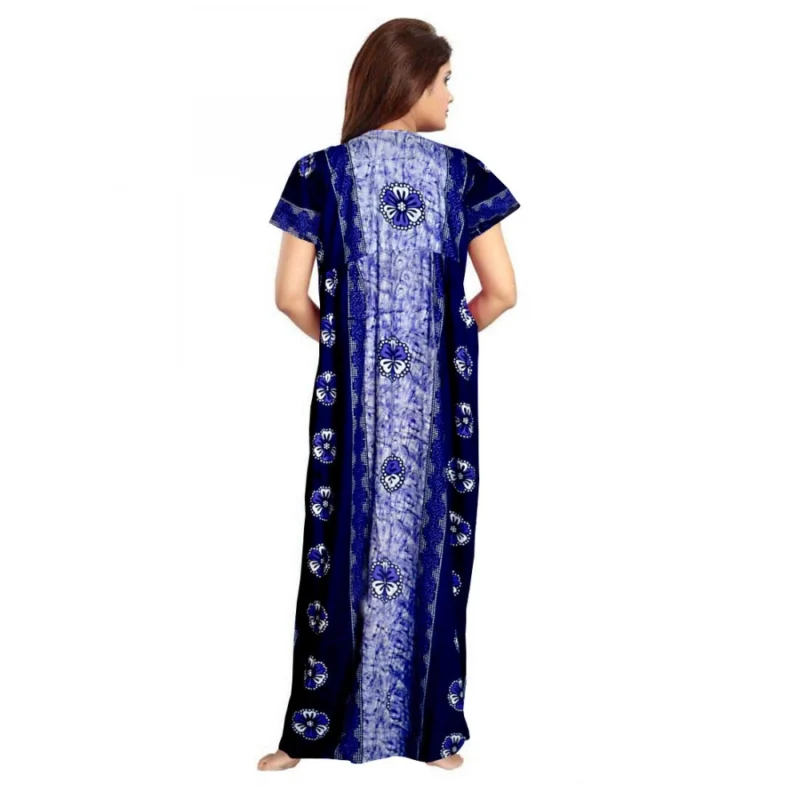 Generic Women's Cotton Printed Maxi Nighty (Blue) - Image 2