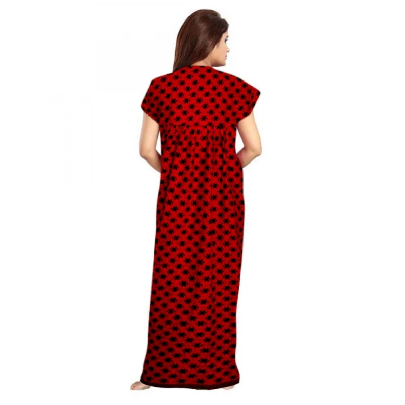 Generic Women's Cotton Printed Maxi Nighty (Red) - Image 2
