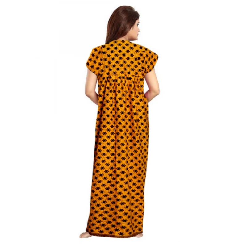 Generic Women's Cotton Printed Maxi Nighty (Mustard) - Image 2