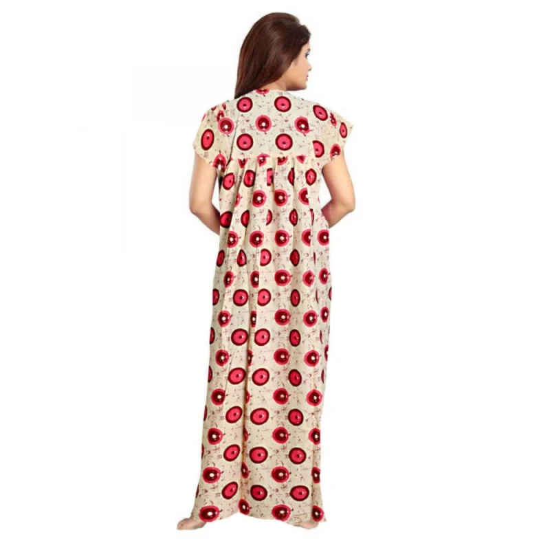 Generic Women's Cotton Printed Maxi Nighty (Red) - Image 2