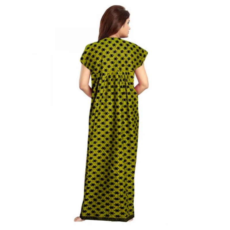 Generic Women's Cotton Printed Maxi Nighty (Green) - Image 2