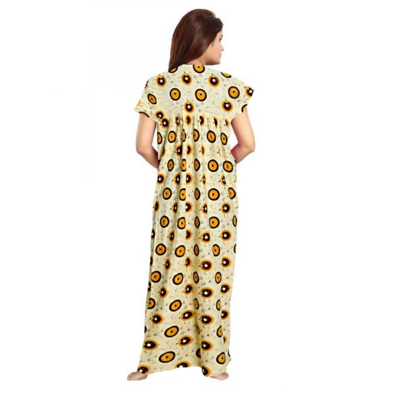 Generic Women's Cotton Printed Maxi Nighty (Off White) - Image 2