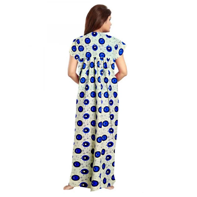 Generic Women's Cotton Printed Maxi Nighty (Off White) - Image 2