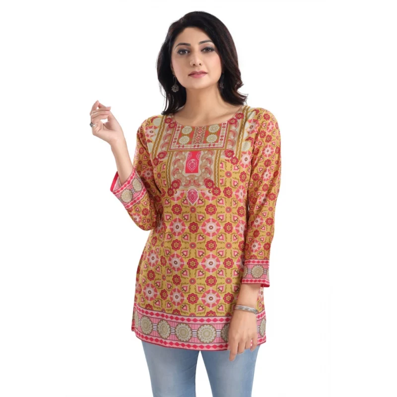 Generic Women's 3/4th Sleeve Faux Crepe Tunic Short Top (Multicolor) - Image 3