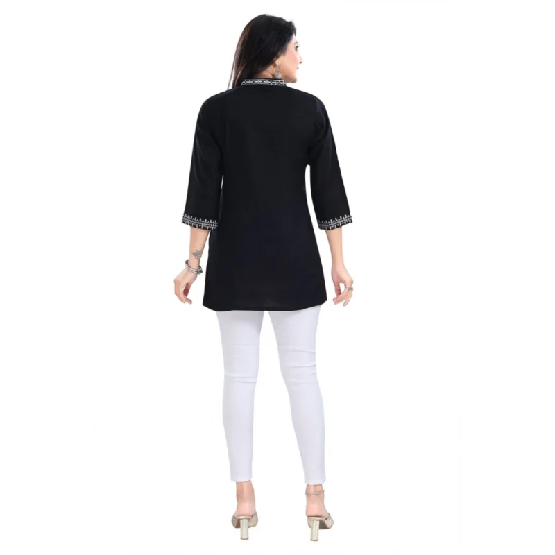 Generic Women's 3/4th Sleeve Viscose Tunic Short Top (Black) - Image 6
