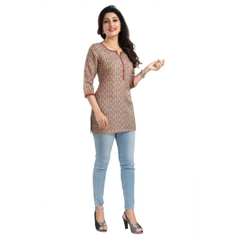 Generic Women's 3/4th Sleeve Viscose Blend Tunic Short Top (Multicolor) - Image 4
