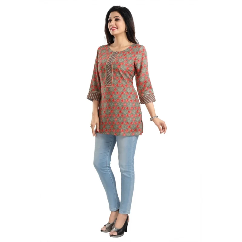Generic Women's 3/4th Sleeve Viscose Blend Tunic Short Top (Multicolor) - Image 3