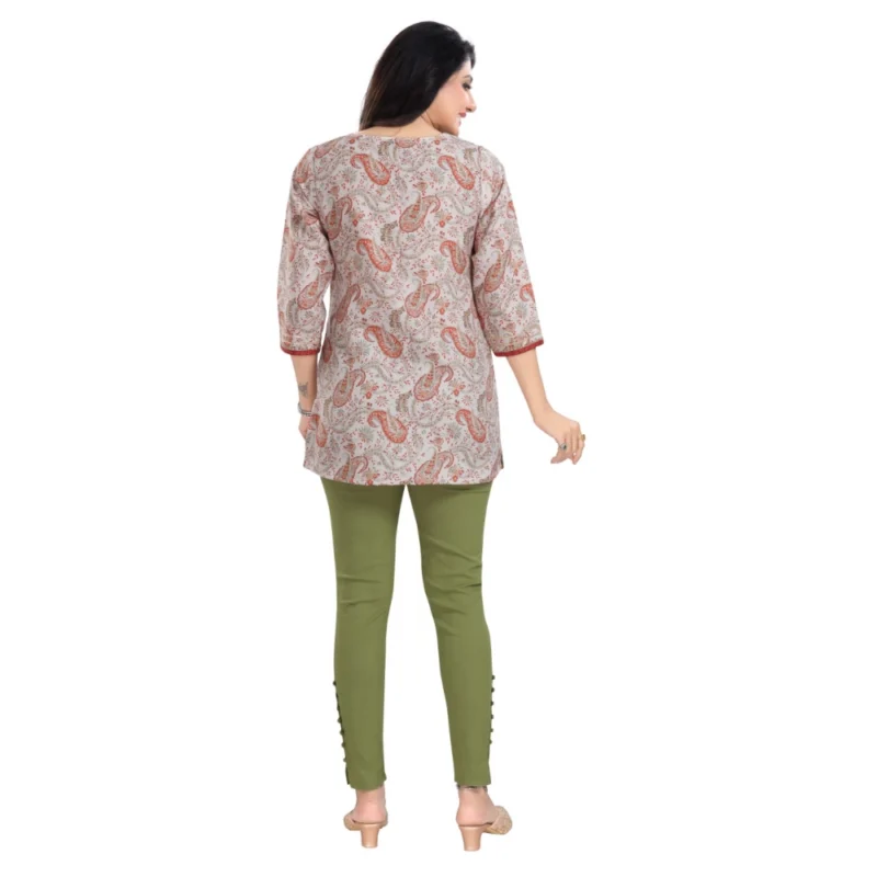Generic Women's 3/4th Sleeve Viscose Blend Tunic Short Top (Off White) - Image 6