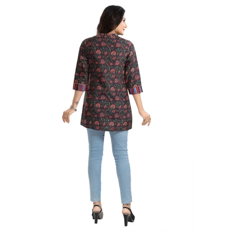 Generic Women's 3/4th Sleeve Viscose Blend Tunic Short Top (Black) - Image 6