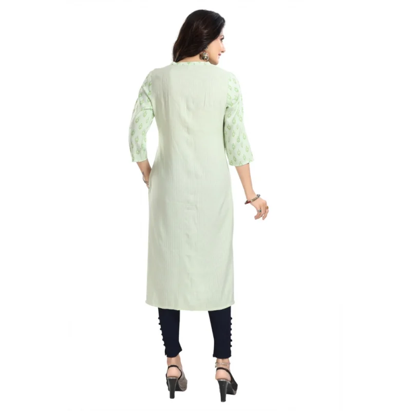 Generic Women's 3/4th Sleeve Viscose Blend Tunic Long Kurti (Green) - Image 6