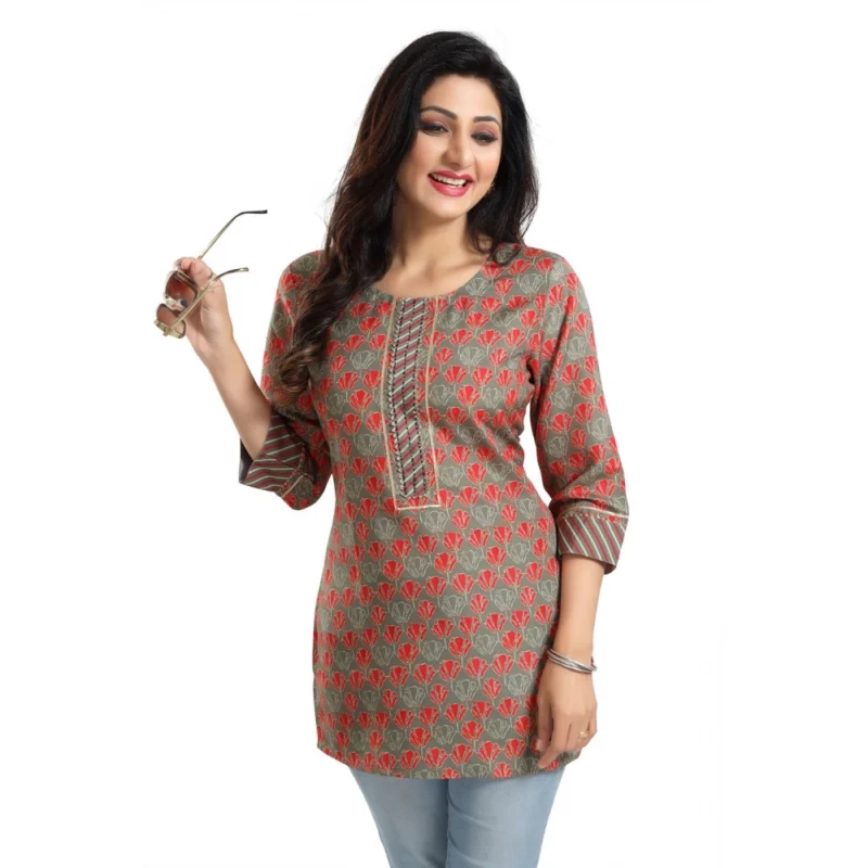 Generic Women's 3/4th Sleeve Viscose Blend Tunic Short Top (Multicolor) - Image 4