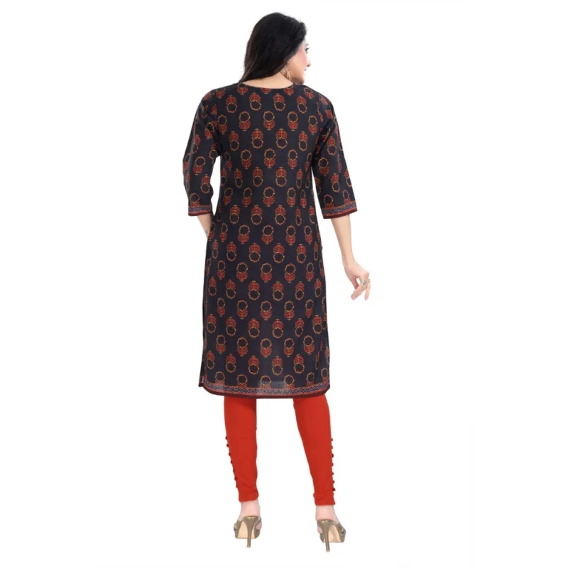 Generic Women's 3/4th Sleeve Cotton Blend Tunic Long Kurti (Grey) - Image 6