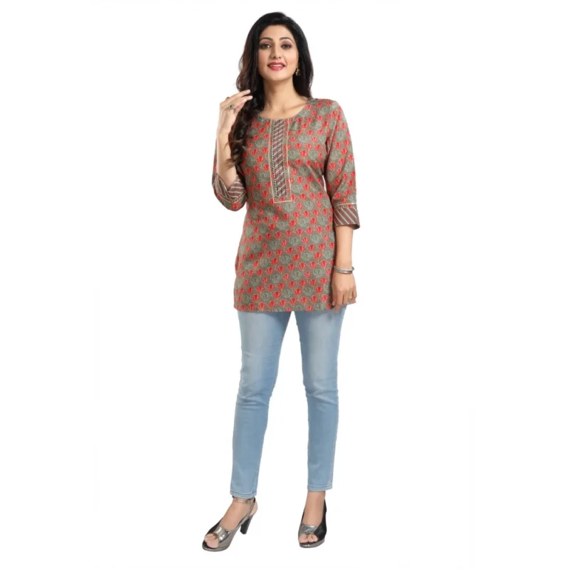 Generic Women's 3/4th Sleeve Viscose Blend Tunic Short Top (Multicolor) - Image 2