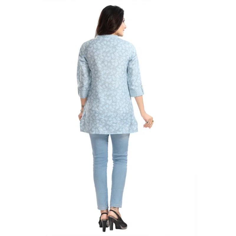 Generic Women's 3/4th Sleeve Viscose Blend Tunic Short Top (Blue) - Image 6