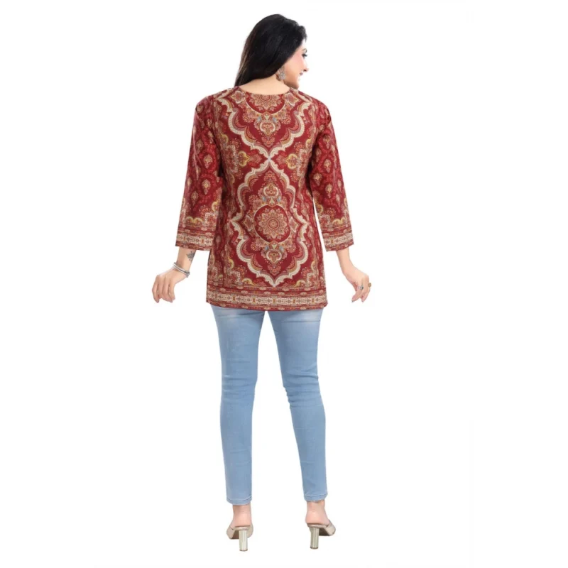 Generic Women's 3/4th Sleeve Summer Cool Tunic Short Top (Red) - Image 6