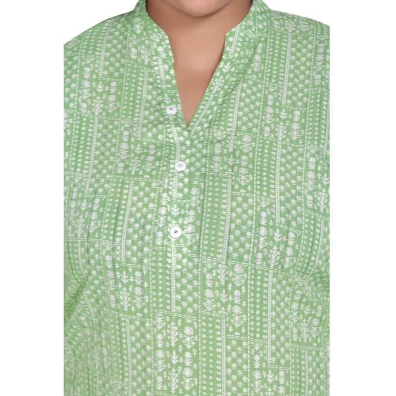 Generic Women's Casual 3/4th Sleeve Imported Synthetix Full printed Straight Kurti (Pista Green) - Image 5