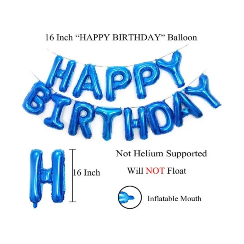 Generic 11Th Happy Birthday Decoration Combo With Foil And Star Balloons (Blue, Silver) - Image 3