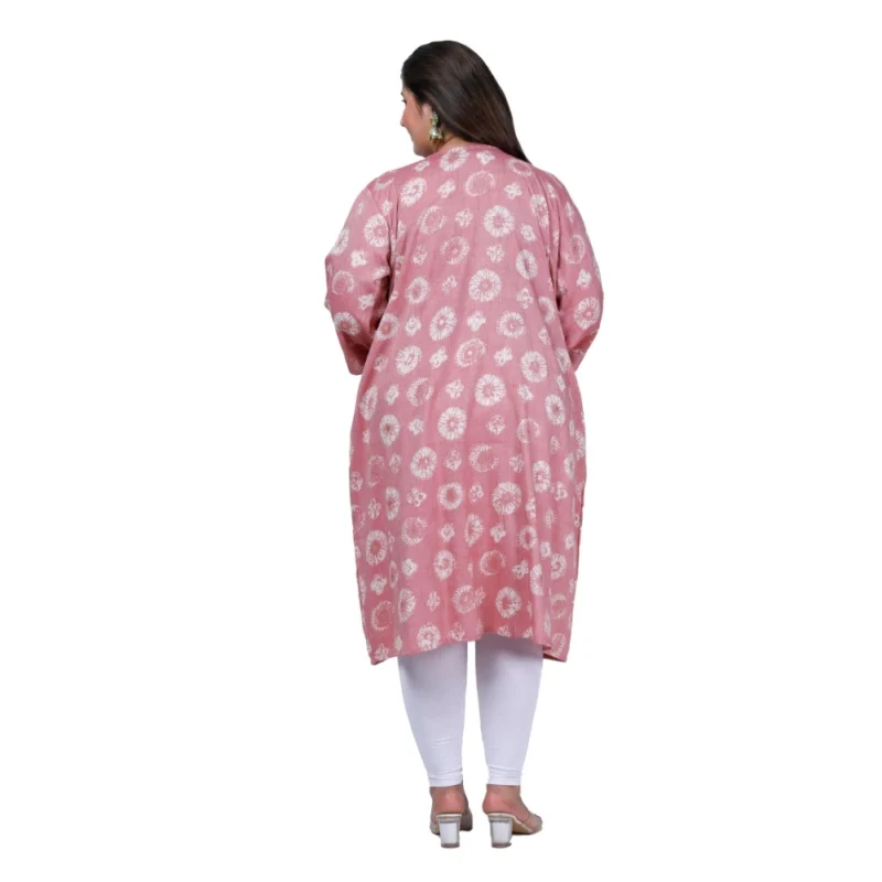 Generic Women's Office wear Golden Foil Capsule A-Line Kurti (Pink) - Image 3