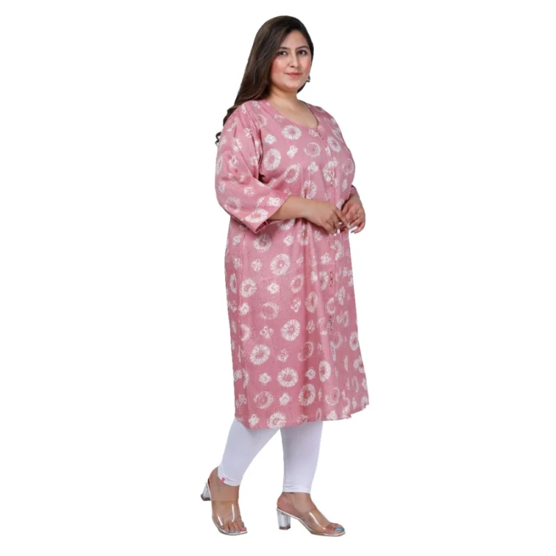 Generic Women's Office wear Golden Foil Capsule A-Line Kurti (Pink) - Image 7
