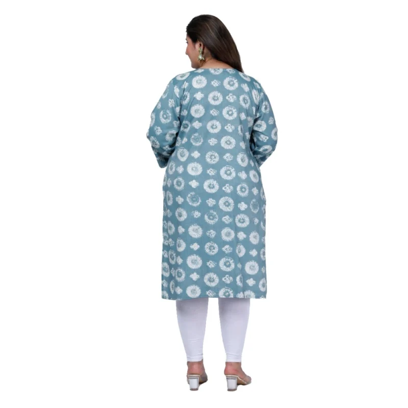 Generic Women's Office wear Golden Foil Capsule Straight Kurti (Light Blue) - Image 3