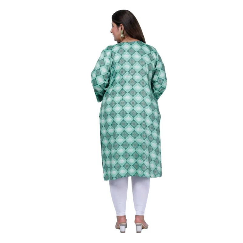 Generic Women's Office wear Golden Foil Capsule Straight Kurti (Light Green) - Image 3