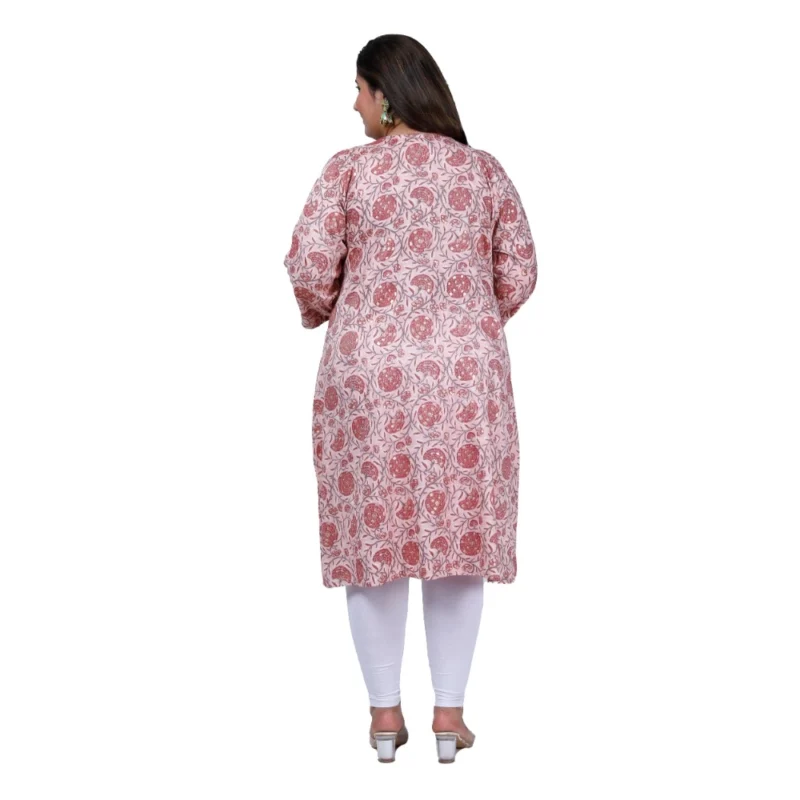 Generic Women's Office wear Golden Foil Capsule A-Line Kurti (Light Pink) - Image 3
