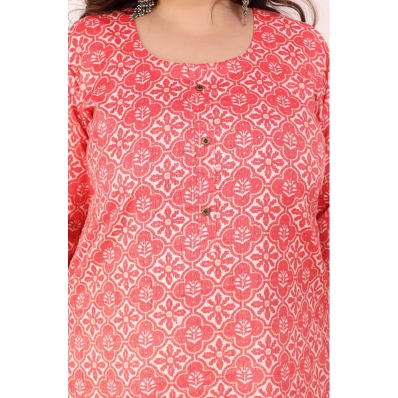 Generic Women's Office wear Designer Printed Capsule Straight Kurti (Pink) - Image 4
