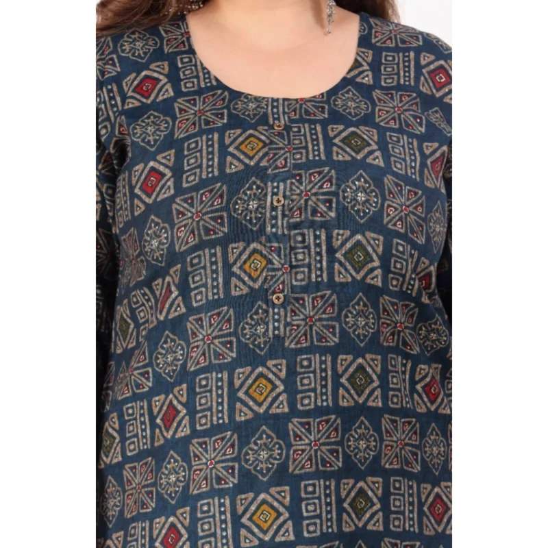 Generic Women's Office wear Designer Printed Capsule Straight Kurti (Dark Green) - Image 4