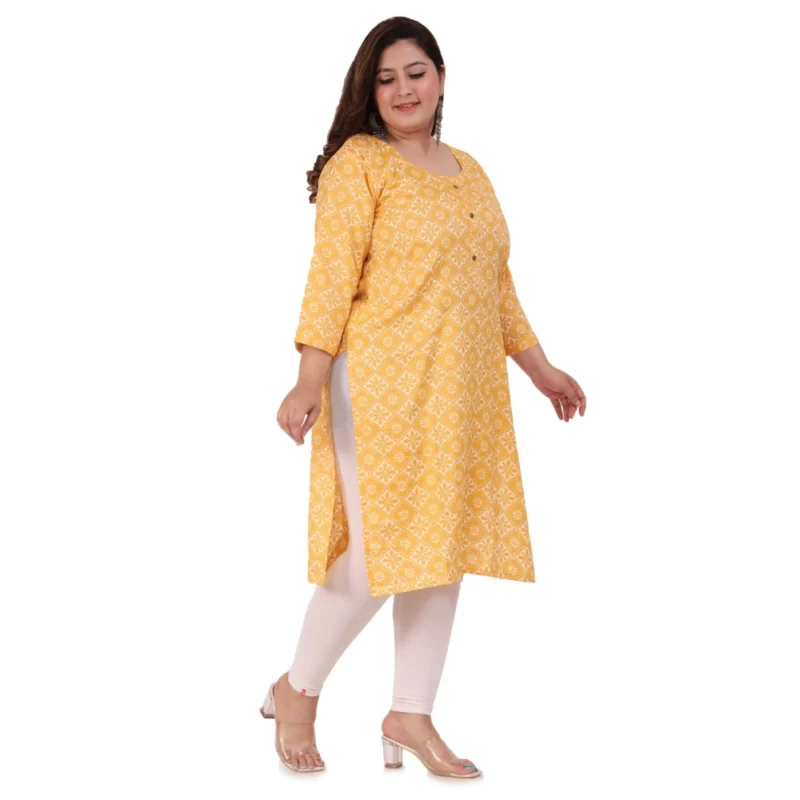 Generic Women's Office wear Designer Printed Capsule Straight Kurti (Yellow) - Image 7