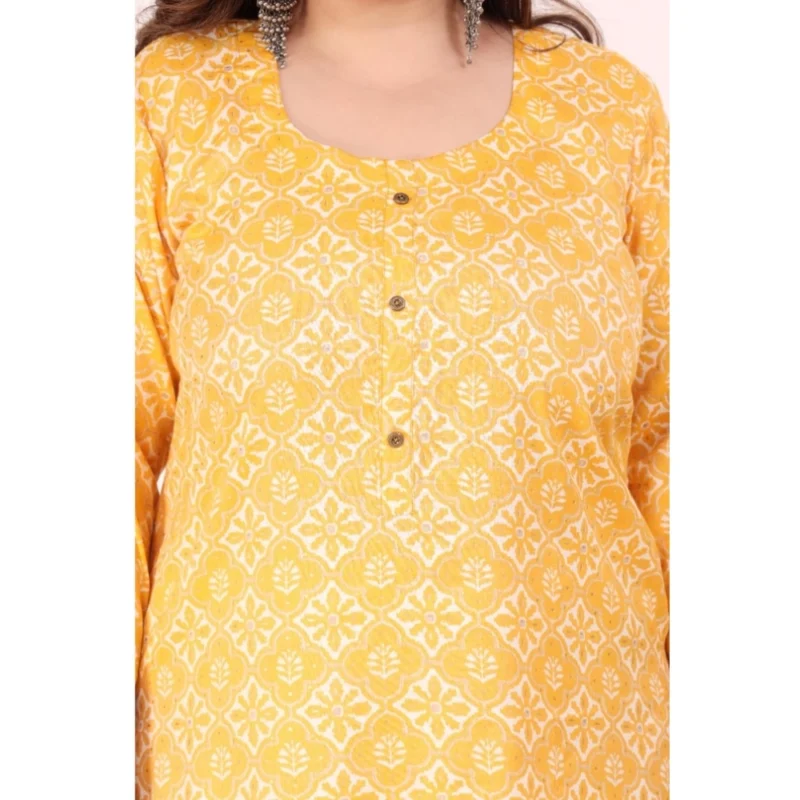 Generic Women's Office wear Designer Printed Capsule Straight Kurti (Yellow) - Image 4
