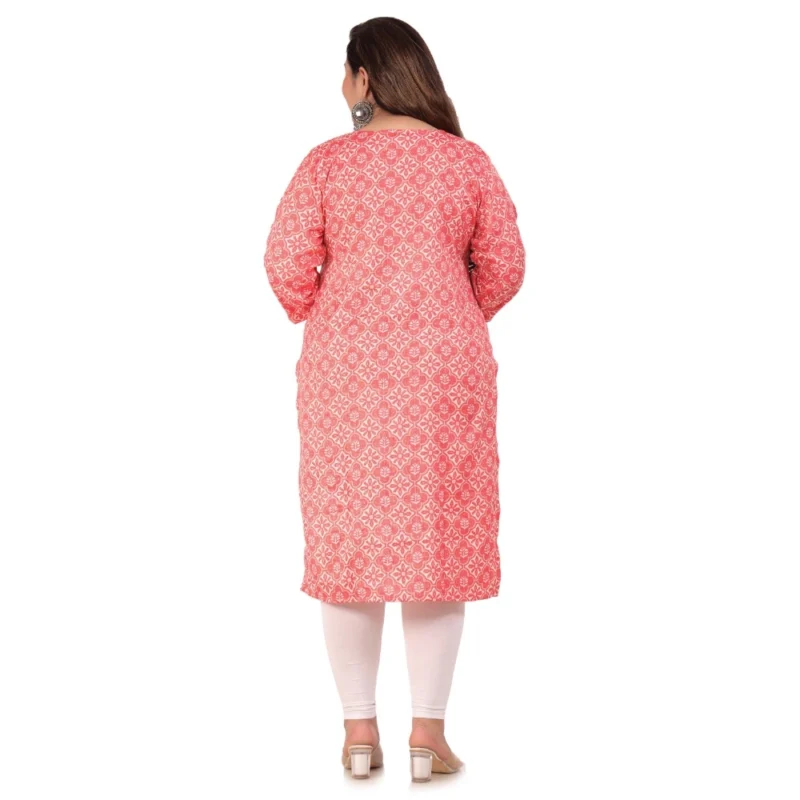 Generic Women's Office wear Designer Printed Capsule Straight Kurti (Pink) - Image 3