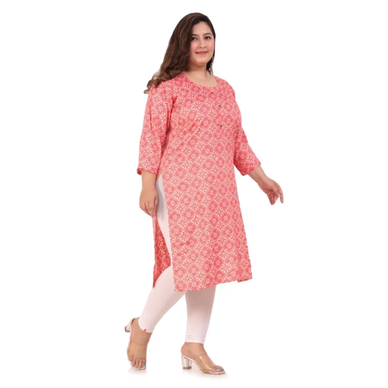 Generic Women's Office wear Designer Printed Capsule Straight Kurti (Pink) - Image 7