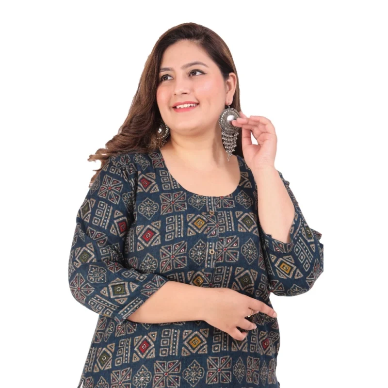 Generic Women's Office wear Designer Printed Capsule Straight Kurti (Dark Green) - Image 2