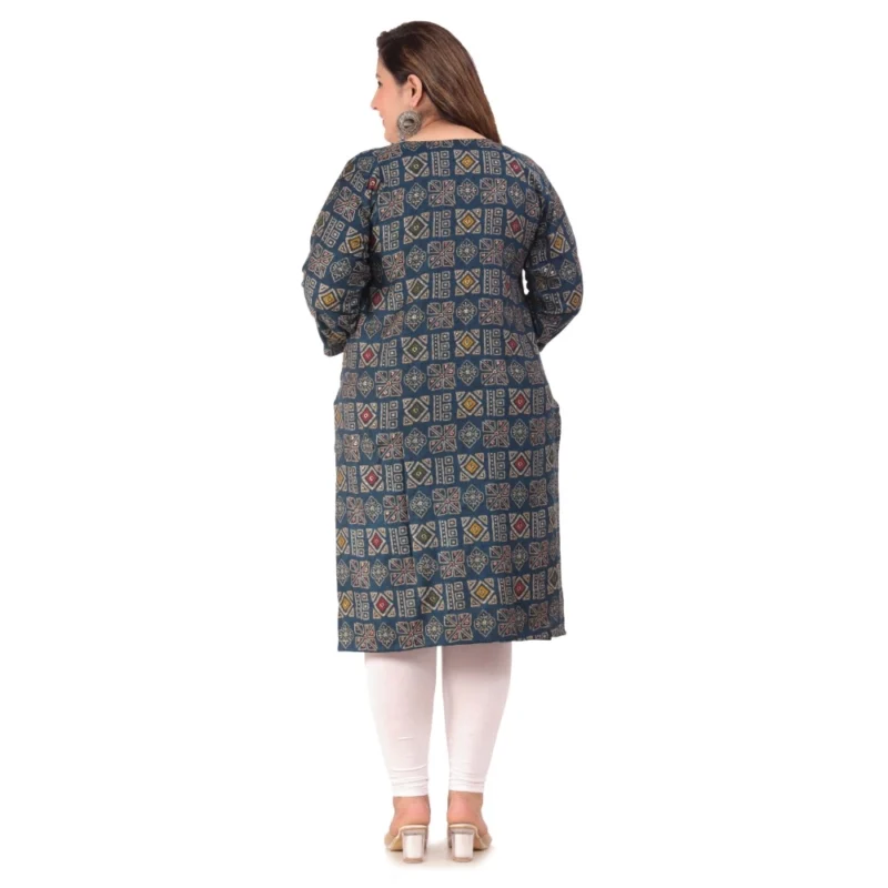 Generic Women's Office wear Designer Printed Capsule Straight Kurti (Dark Green) - Image 3