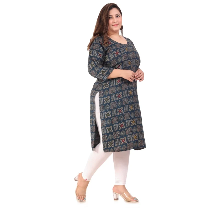 Generic Women's Office wear Designer Printed Capsule Straight Kurti (Dark Green) - Image 7