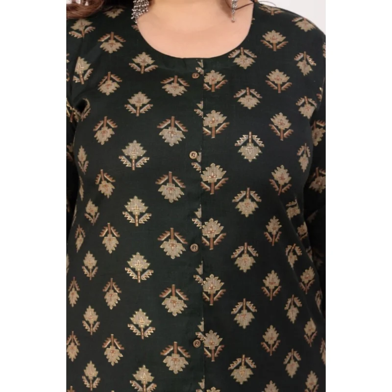 Generic Women's Office wear Floral Printed Capsule A-Line Kurti (Green) - Image 5