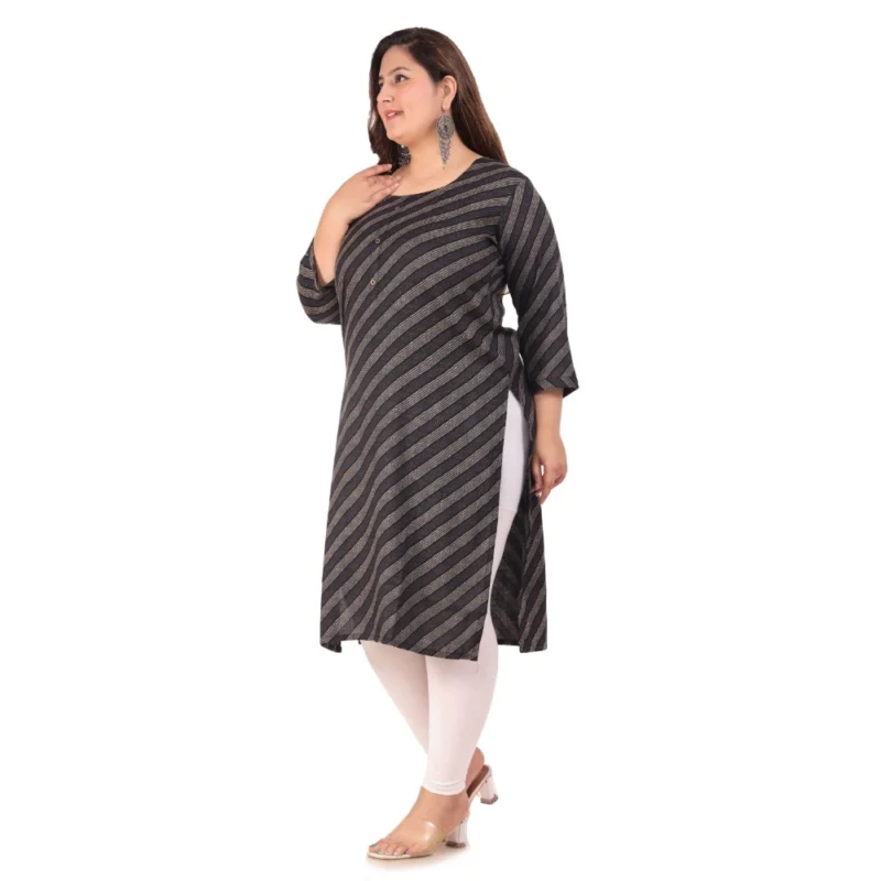 Generic Women's Office wear Stripe Capsule Straight Kurti (Black) - Image 7