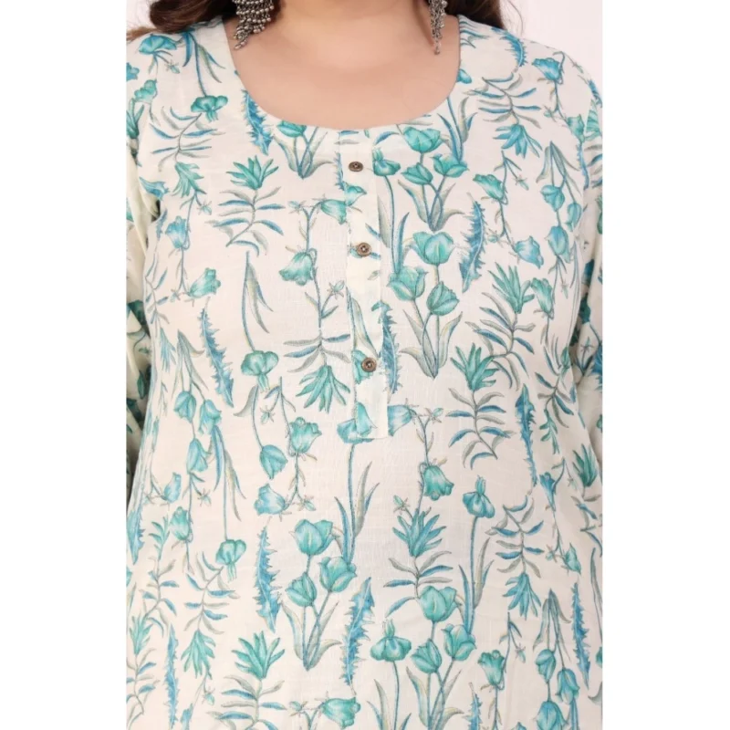 Generic Women's Office wear Floral Printed Capsule Straight Kurti (Light Green) - Image 4