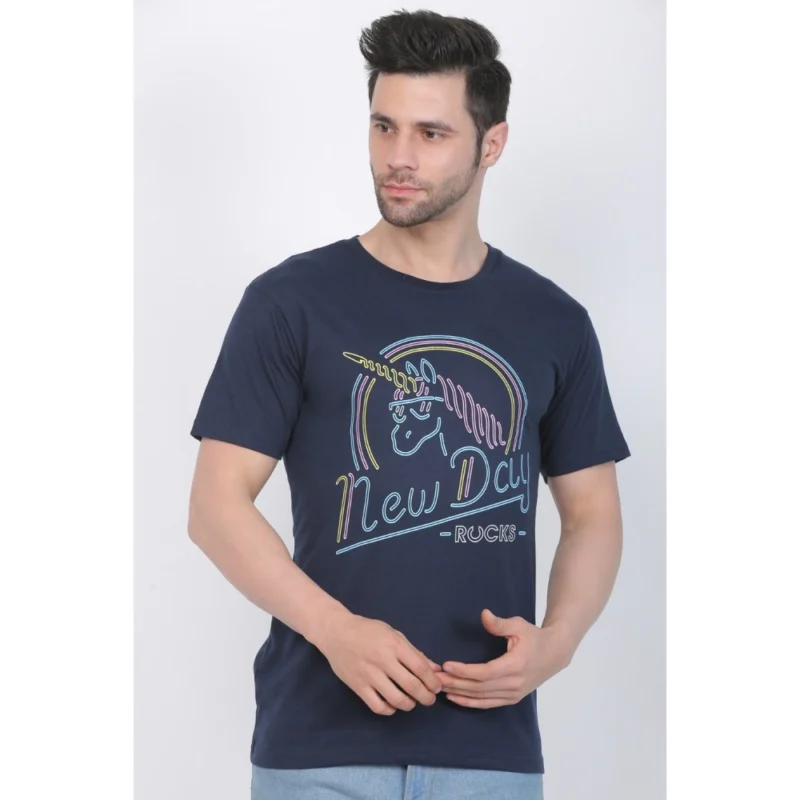 Generic Men's Cotton Jersey Round Neck Printed Tshirt (Navy) - Image 3